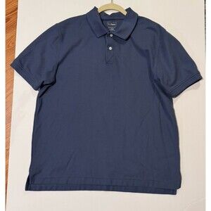L.L. BEAN Blue Traditional Fit Polo Shirt Men's Size L Reg 100% Cotton Blue